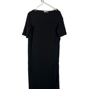 MNG by Mango Black Textured Formal Short Sleeve Long Maxi Dress Women Sz 4